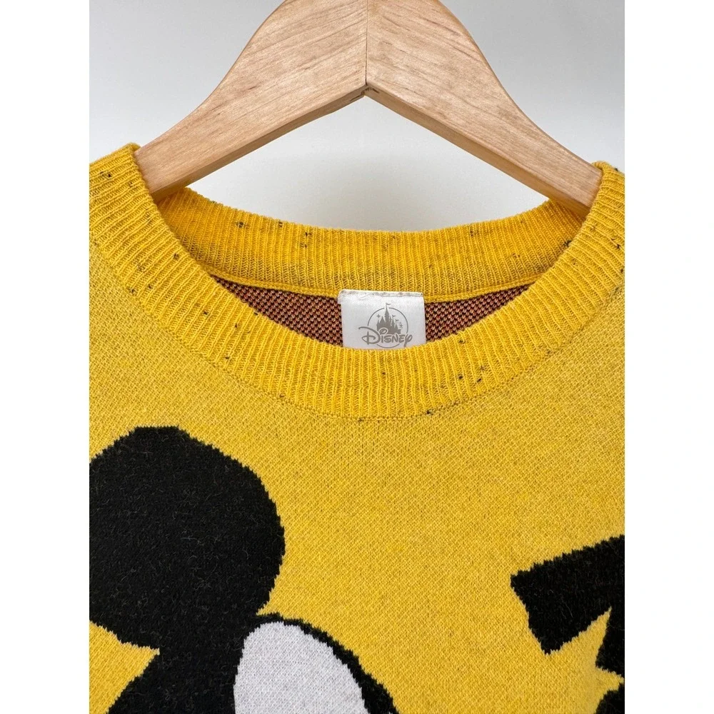 Disney Parks Mickey Mouse Pullover Knit Sweater Women's Small Yellow
